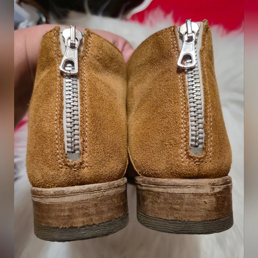 Free People Tan Suede Strappy Ankle‎ Boots